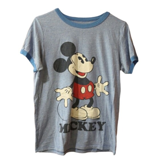 Disney Mickey Mouse Blue Ringer Short Sleeve T-shirt XL - Picture 1 of 10